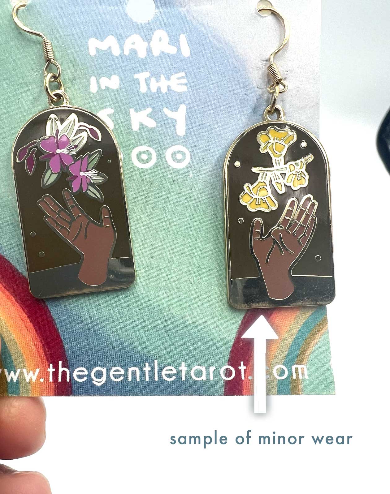 1 LEFT! SECONDS SALE - GENTLE TAROT EARRINGS